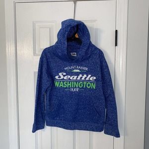 Mount Rainer Seattle Washington Hoodie Long Rock LR Blue Youth S
